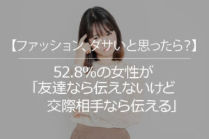 【ファッション、ダサいと思ったら？】52.8％の女性が「友達なら伝えないけど交際相手なら伝える」